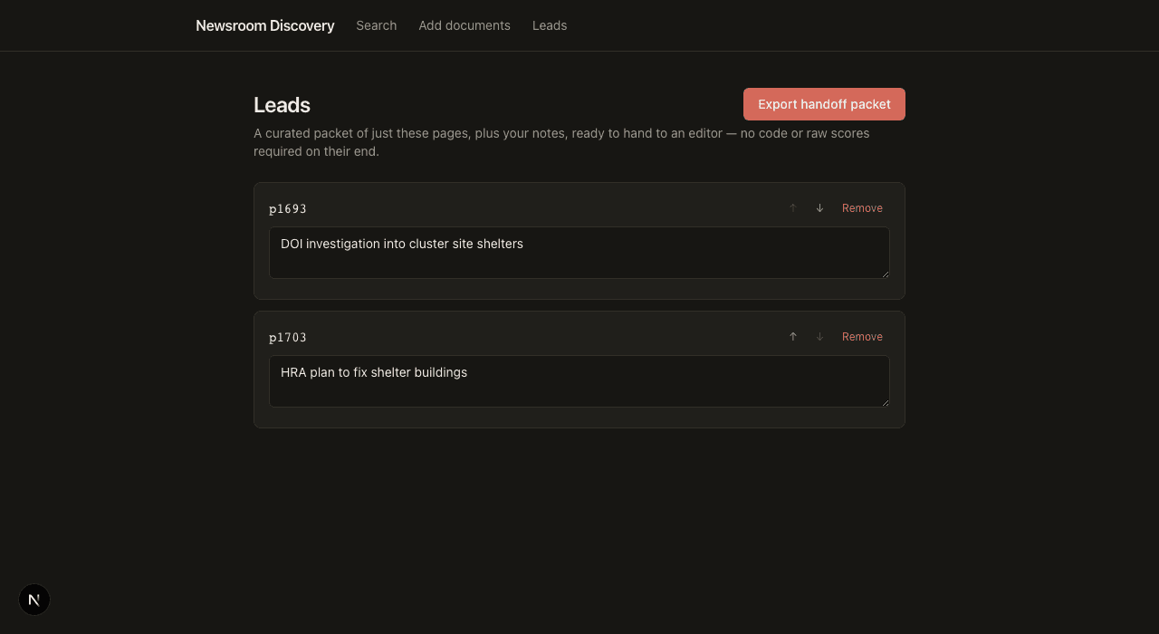 Curated leads → editor handoff